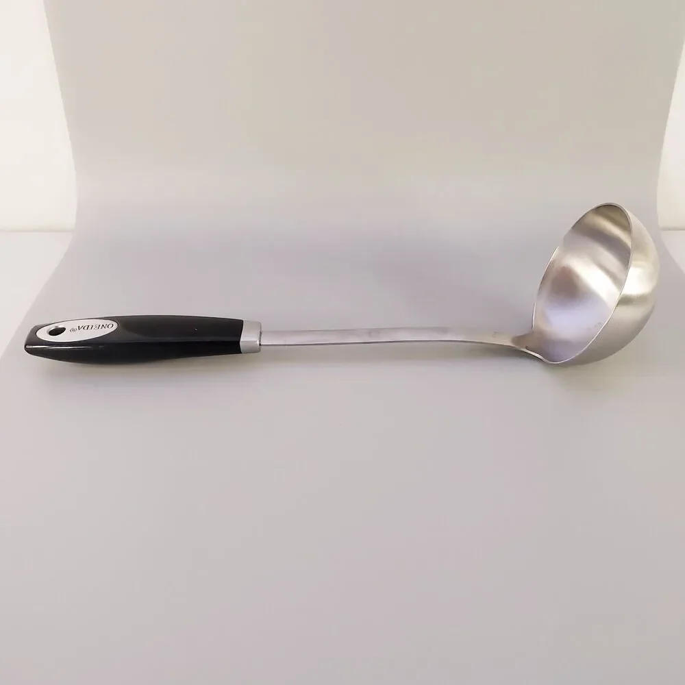 Oneida Soup Ladle Stainless Black Plastic Handle Kitchen Cooking Utensil